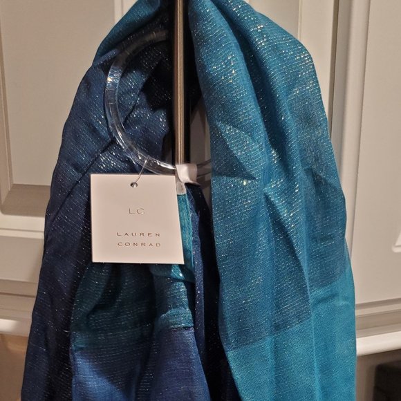 LC Lauren Conrad Infinity Scarf Brand New NWT Blue Teal Silver - Picture 9 of 10